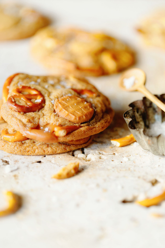 Salted Nutter Butter and Caramel Pretzel Cookies via Bakers Royale